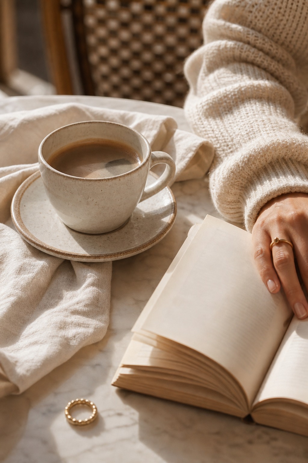 Coffee, books, and a calm apartment detail